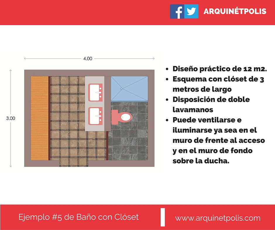 Baños con Closet: Soluciones de Diseño Reales 6 Closet